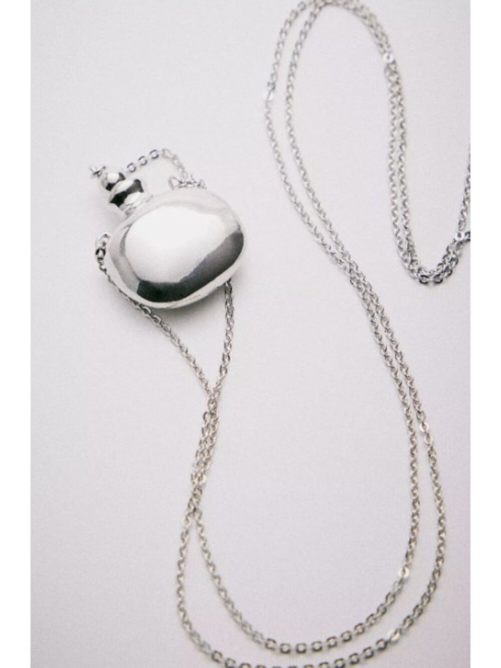 Piper K Sardines Chain Flask Bottle Necklace Silver 32"